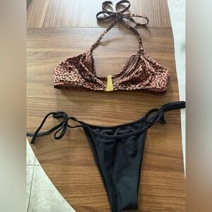 Victoria's Secret Leopard Print & Black One-Piece Swimsuit